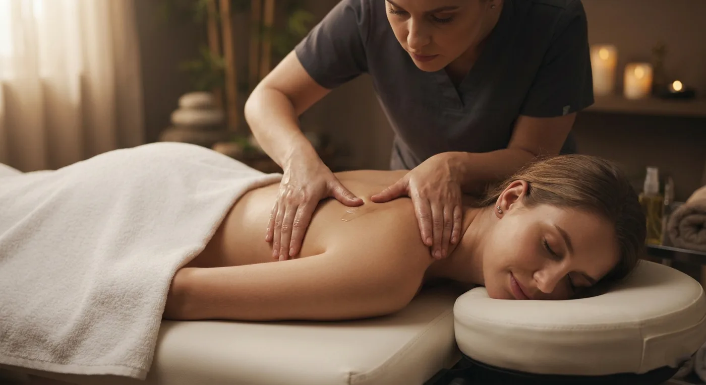 Massage thérapeutique : pression profonde sur le haut du dos